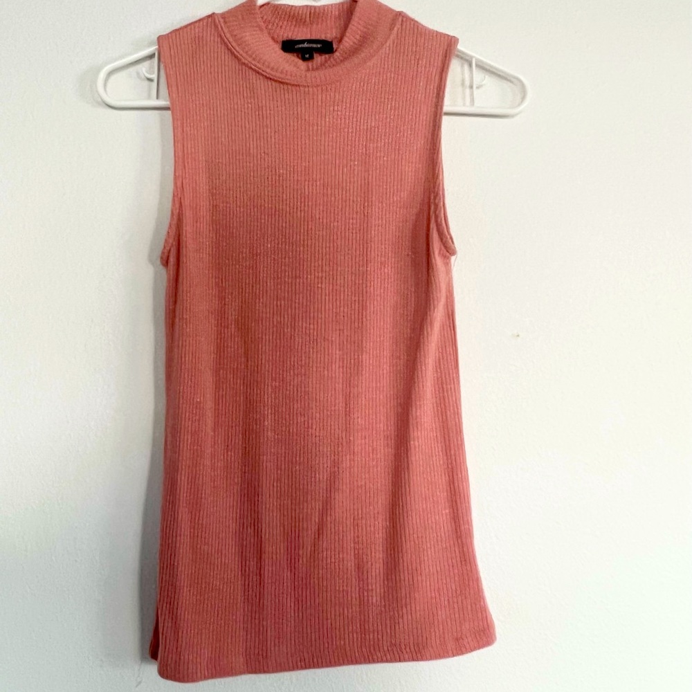 Pink mock neck tank